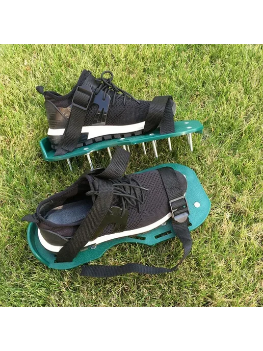 Обувь для аэрации газона Sandals регулируемый ремень зелёны, зеленый, фото 8