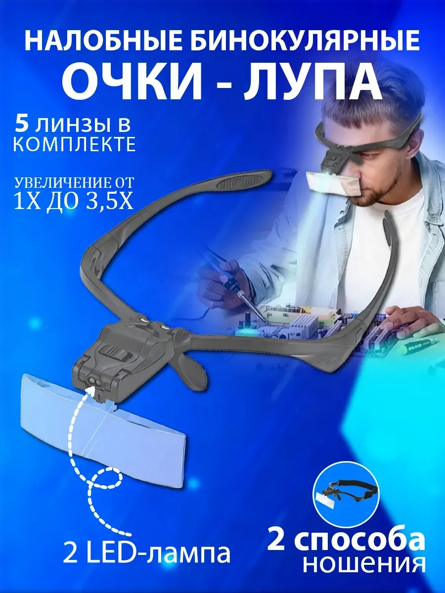 Очки-лупа увеличительные с подсветкой
