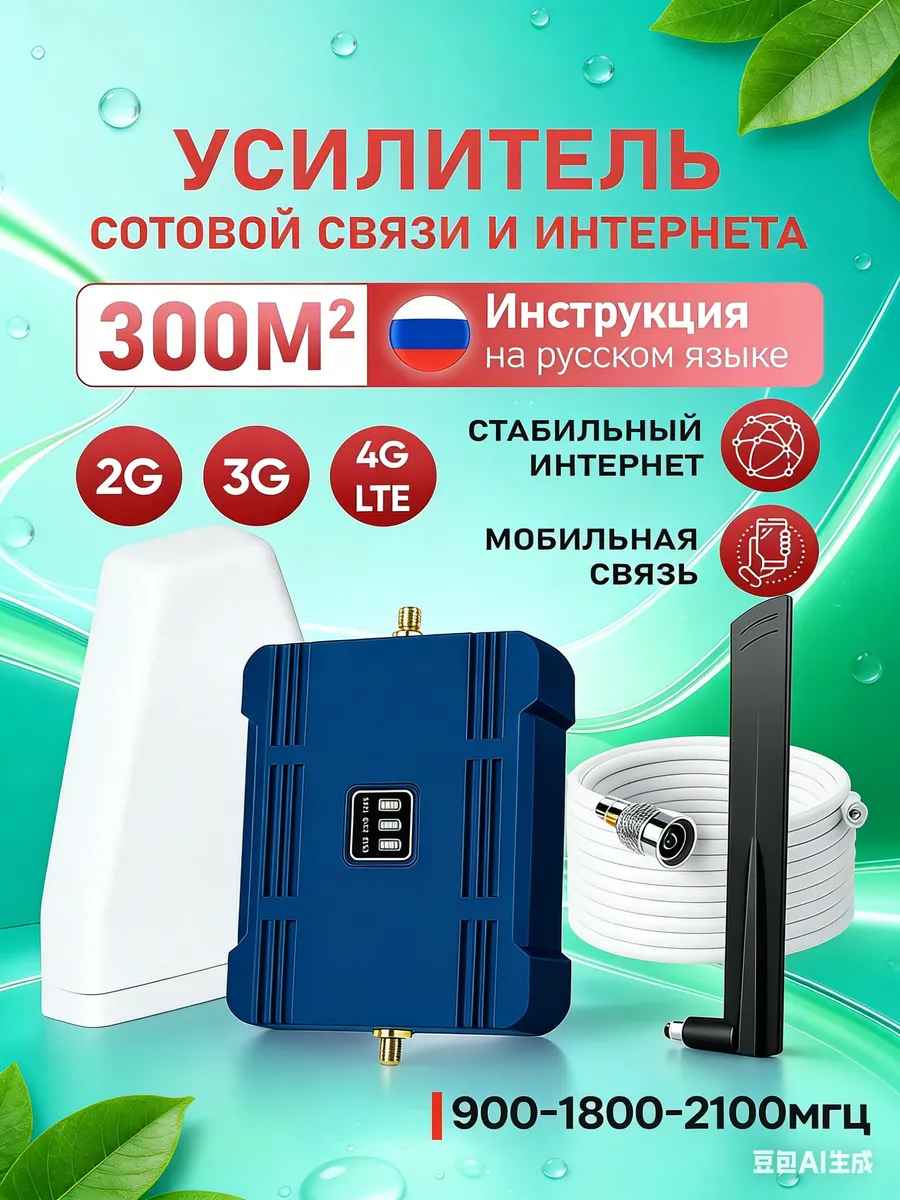 Усилитель сотовой связи и интернета LTE 900-1800-2100 МГц