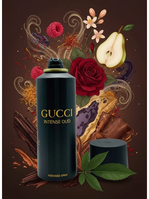 Парфюмерный дезодарант GUCCI INTENSE OUD, 200 мл, фото 2