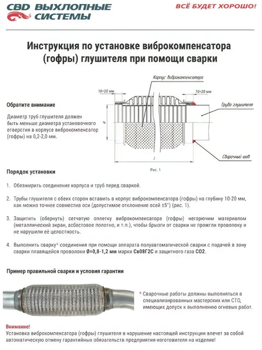 CBD Гофра глушителя 3х-сл InterLock 55-150. 311.027, вариант, фото 2