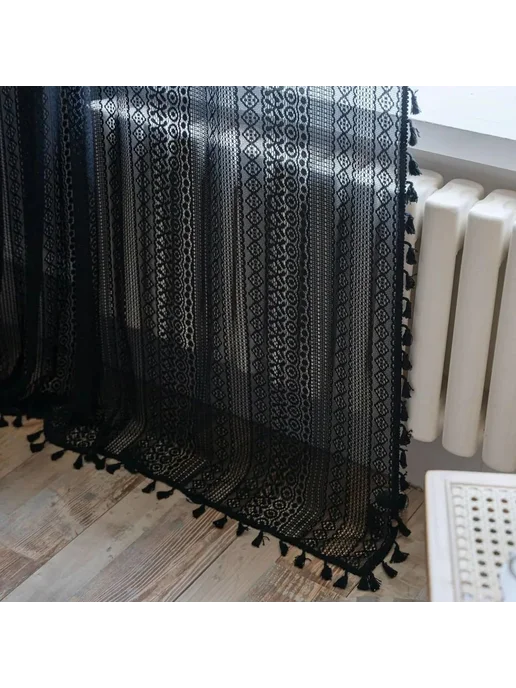 Штора Марлевая занавеска 150х240 см черно-серый, 150x240 см, фото 4