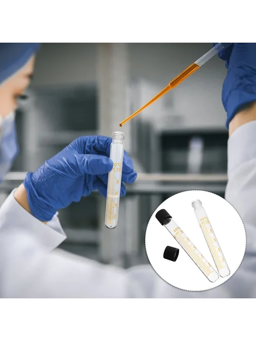 Пробирки Lab 10мл Прозрачные с крышками 2шт, 10 мл, 2 шт, фото 5