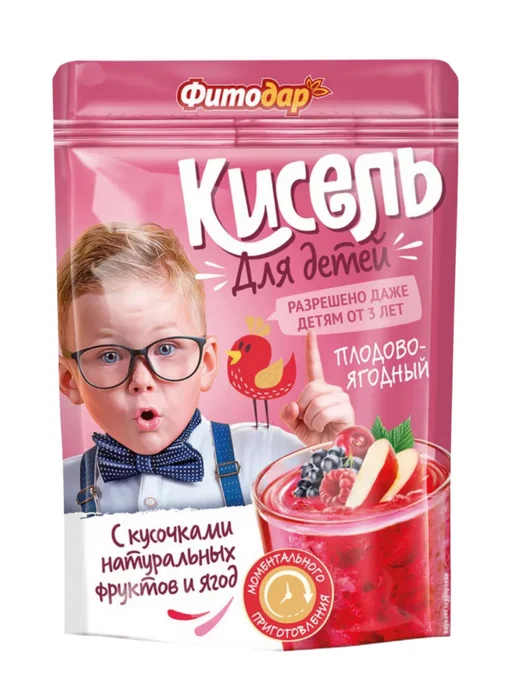 ФИТОДАР Кисель для детей натуральный плодово-ягодный, 2*150 гр, 2x150, фото 2