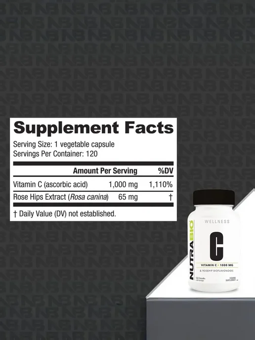 Nutra Champs Labs Витамин С 1000 мг, 120 капсул, 200 мл, в упаковке 155 г, фото 2