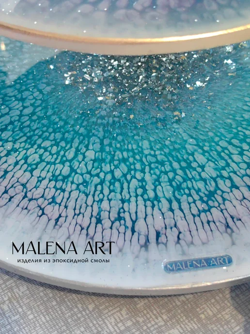 MALENA ART Фруктовница трёхъярусная из эпоксидной смолы, синий, фото 4