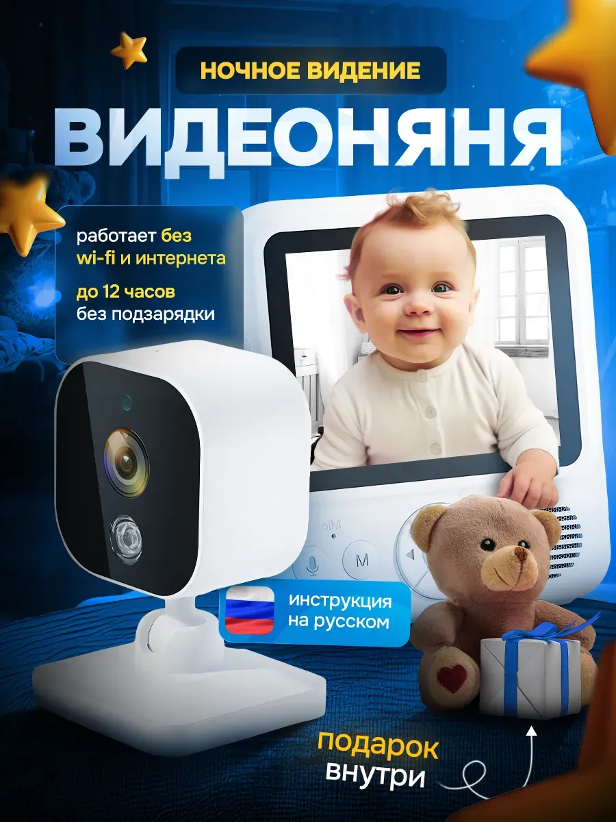 Видеоняня цифровая беспроводная с монитором радионяня