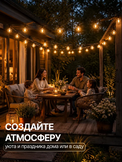 INKA HOME Гирлянда уличная Ретро лампочки светодиодные 21м 70ламп, 21 м, фото 5