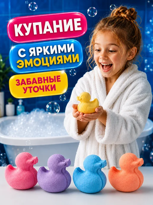 Hello Kitty Бомбочки для ванны детские, Уточки - 9 штук, синий, фото 4