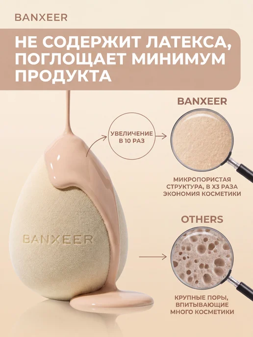 BANXEER Спонж для макияжа тонального крема румян и консилера, белый, фото 7