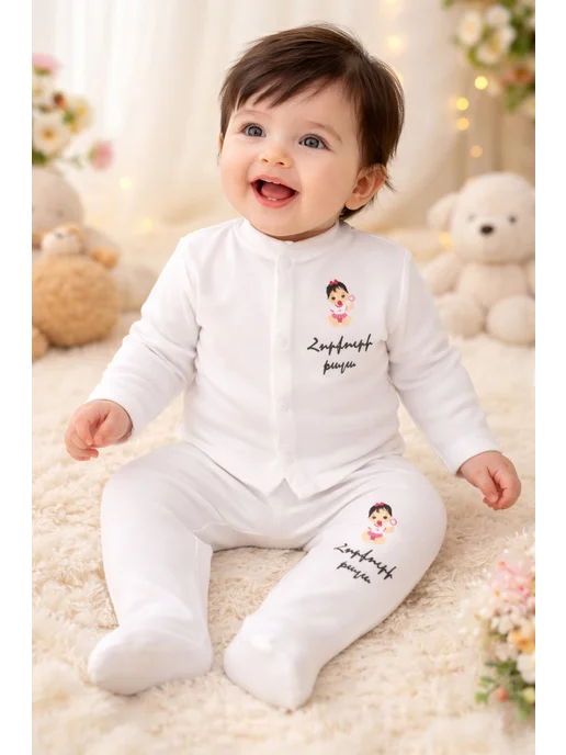 JorBaby Распашонка и ползунок для новорожденных, белый