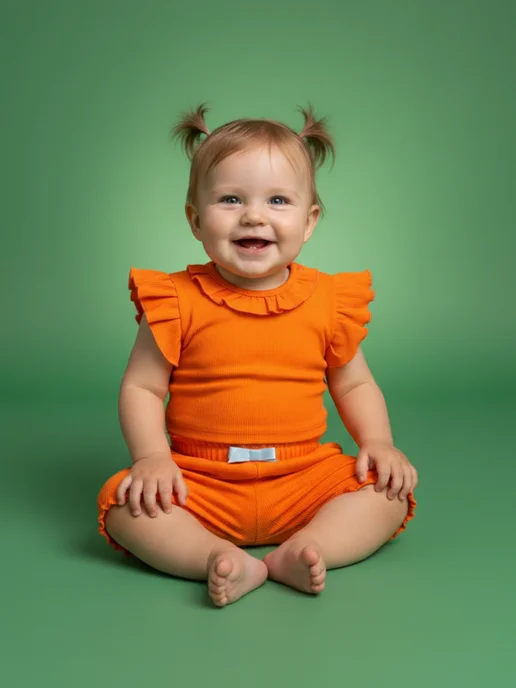 GILDI KIDS Футболка для новорожденных в рубчик, оранжевый, фото 4