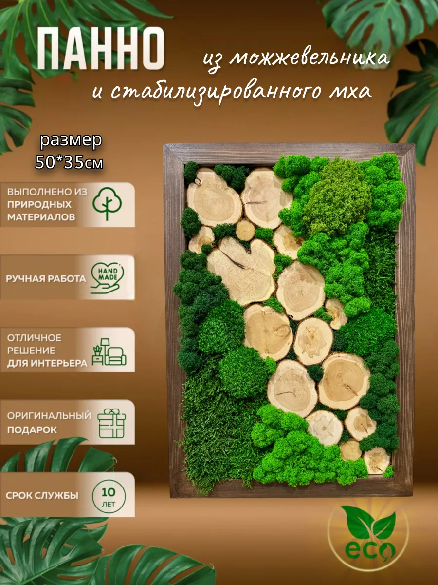 Панно декоративное из можжевельника и мха