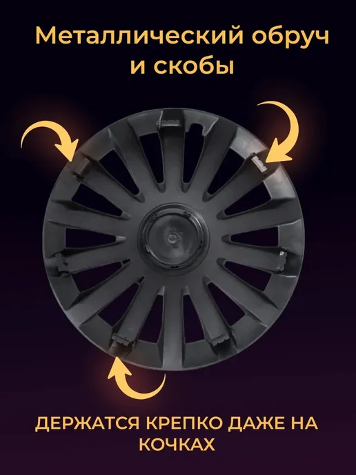 Колпаки на колеса R13 4шт. METEOR StarPulse Black, 4 шт, фото 3