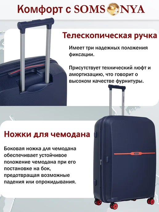 Somsonya Premium комплект чемодан и бьюти кейс Elite, синий, в упаковке 5,8 кг, фото 7