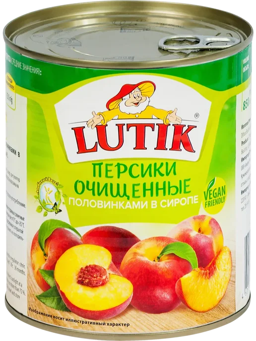 Персики LUTIK половинки в сиропе, очищенные, 850мл, 850 мл, фото 3