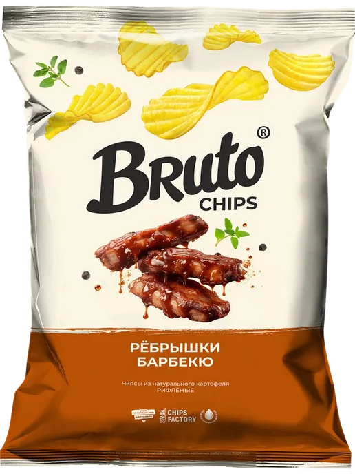 Чипсы картофельные BRUTO со вкусом копченых ребрышек барбекю, вариант