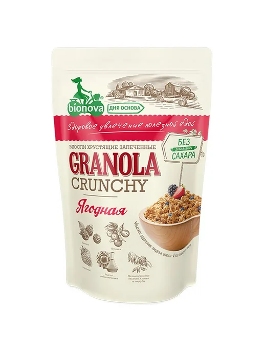 Мюсли BIONOVA Granola crunchy Ягодная 400г, 400 г