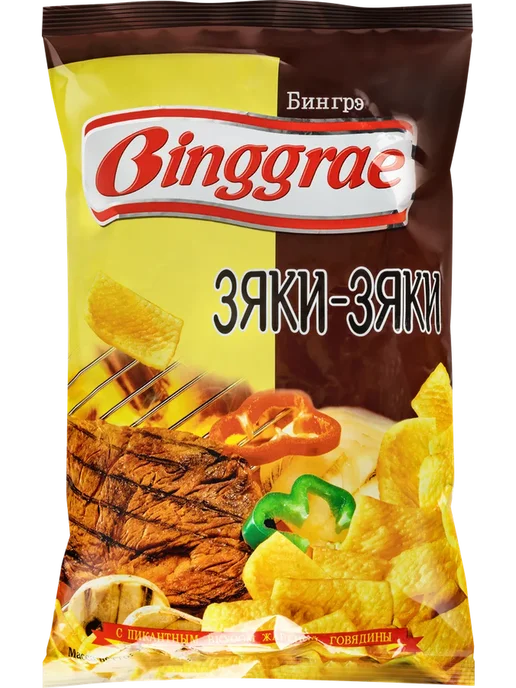 Чипсы БИНГРЭ Зяки-зяки с пикантным вкусом жареной говядины, вариант