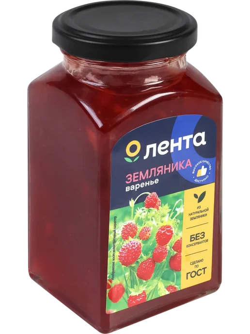 Варенье ЛЕНТА Земляника 370г, 370 г, фото 2