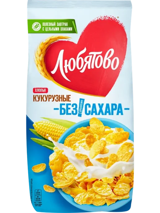 Хлопья кукурузные ЛЮБЯТОВО легкие 270г, 270 г