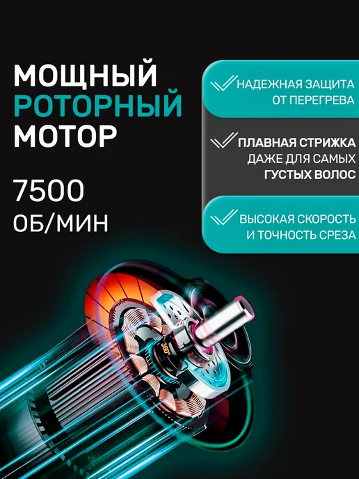 VGR Машинка для стрижки волос мужская с насадками беспроводная, голубой, фото 2