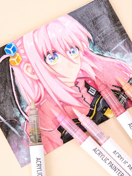 LANGUO Акриловые маркеры Кисть 9 цветов "Barbie pink series", 9 цв., фото 6