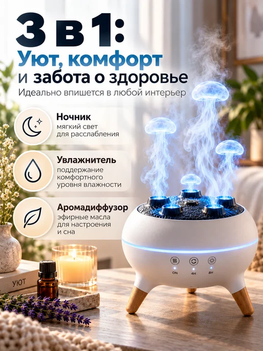 Увлажнитель воздуха аромадиффузор для дома электрический, белый, фото 2