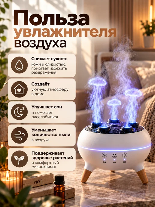 Увлажнитель воздуха аромадиффузор для дома электрический, белый, фото 3