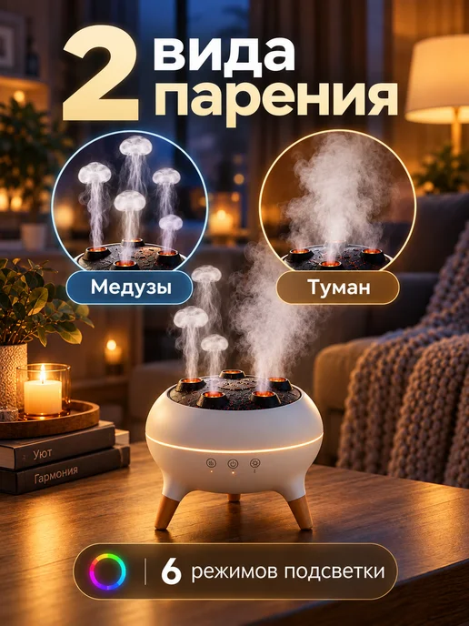 Увлажнитель воздуха аромадиффузор для дома электрический, белый, фото 4