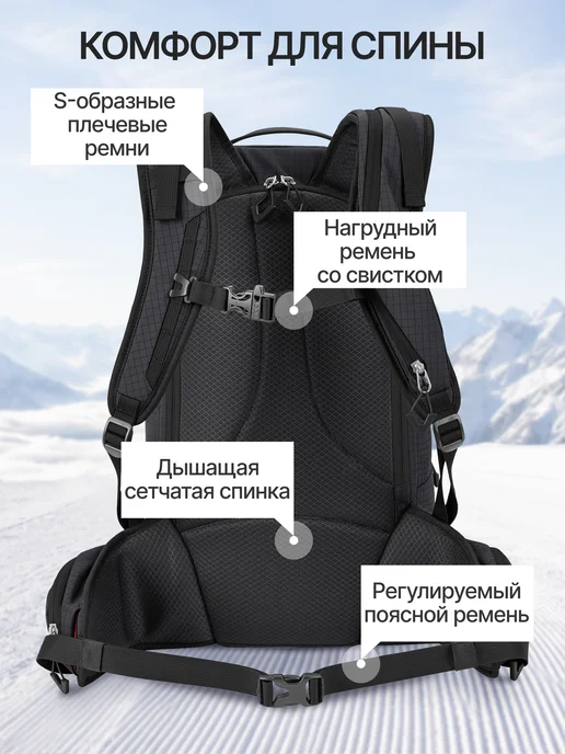 Semsty Рюкзак для фрирайда горнолыжный, черный, фото 7