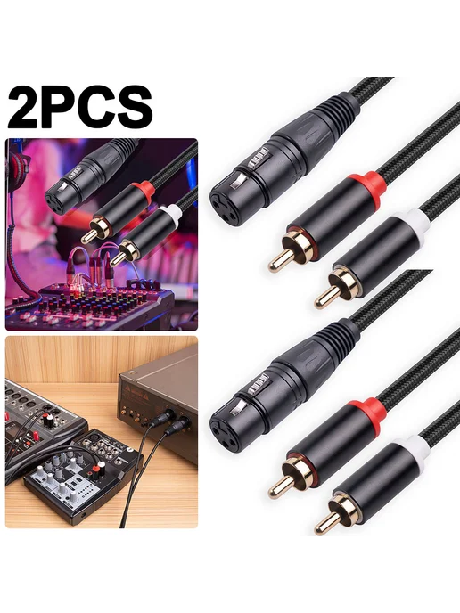 XLR Female-2×RCA Male аудио кабель 3м антиэкранирование, 3 м, фото 3