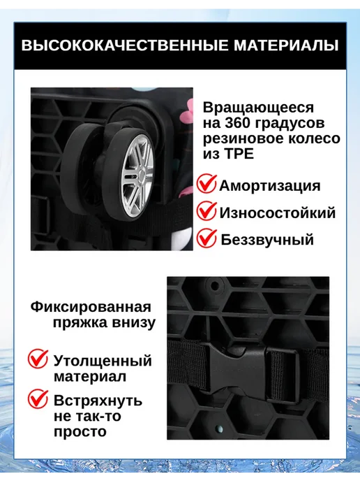 Сумка-тележка хозяйственная на колесах, голубой, фото 6