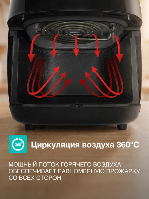 Gorenje Электрический аэрогриль AF1350DWB, 5.4 л, 8 программ, 5,4 л, фото 3