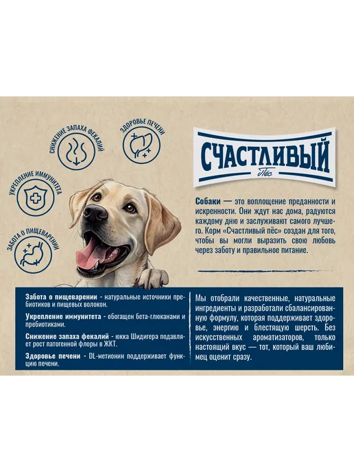 Сухой корм Счастливый Пёс Пищеварением для собак, чувствительное пищеварение, мясо, 2,5 кг, фото 3