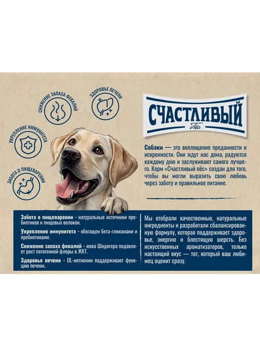 Сухой корм Счастливый Пёс Пищеварением для собак, чувствительное пищеварение, индейка, 2,5 кг, фото 2