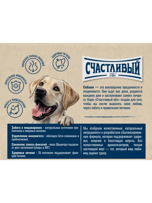 Сухой корм Счастливый Пёс Пищеварением для собак, чувствительное пищеварение, ягненок, 2,5 кг, фото 4