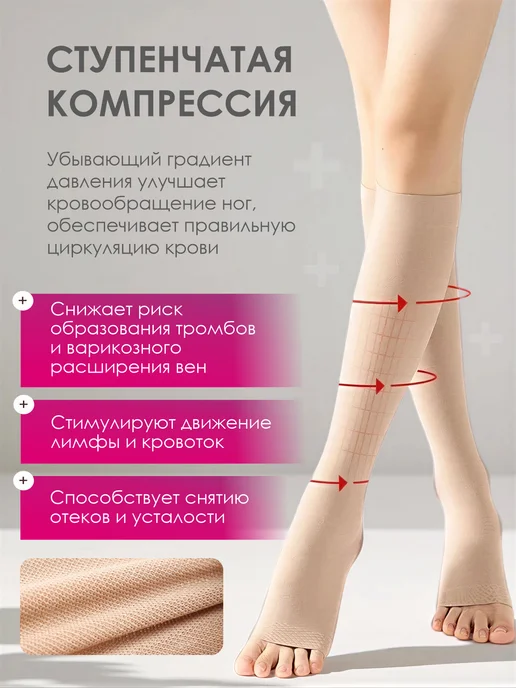 Компрессионные гольфы, бежевый, фото 2