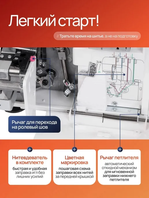 janome Оверлок E-lock 825, белый, фото 2