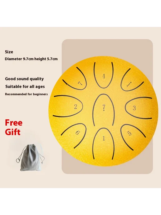 Духовой Steel Tongue Drum 9-нот для медитации, йоги, музыки, золотой, фото 5
