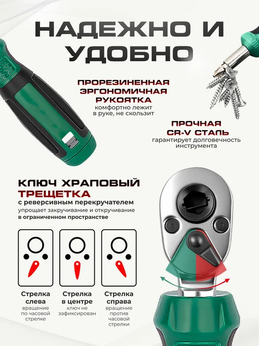Набор отверток и бит в кейсе 43 в1, вариант, фото 4