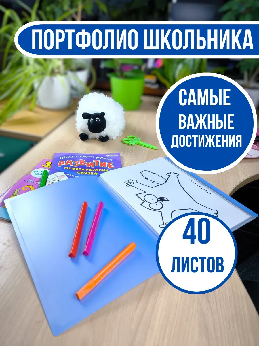Папка портфолио школьника на 40 листов