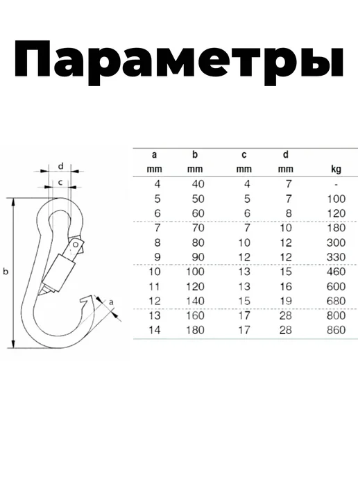 Карабин пожарный оцинкованный усиленный набор 5шт, 5 шт, фото 3