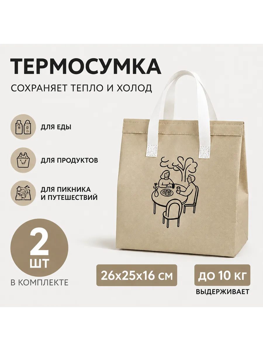 Термопакет для еды термосумка 2 шт из спанбонда