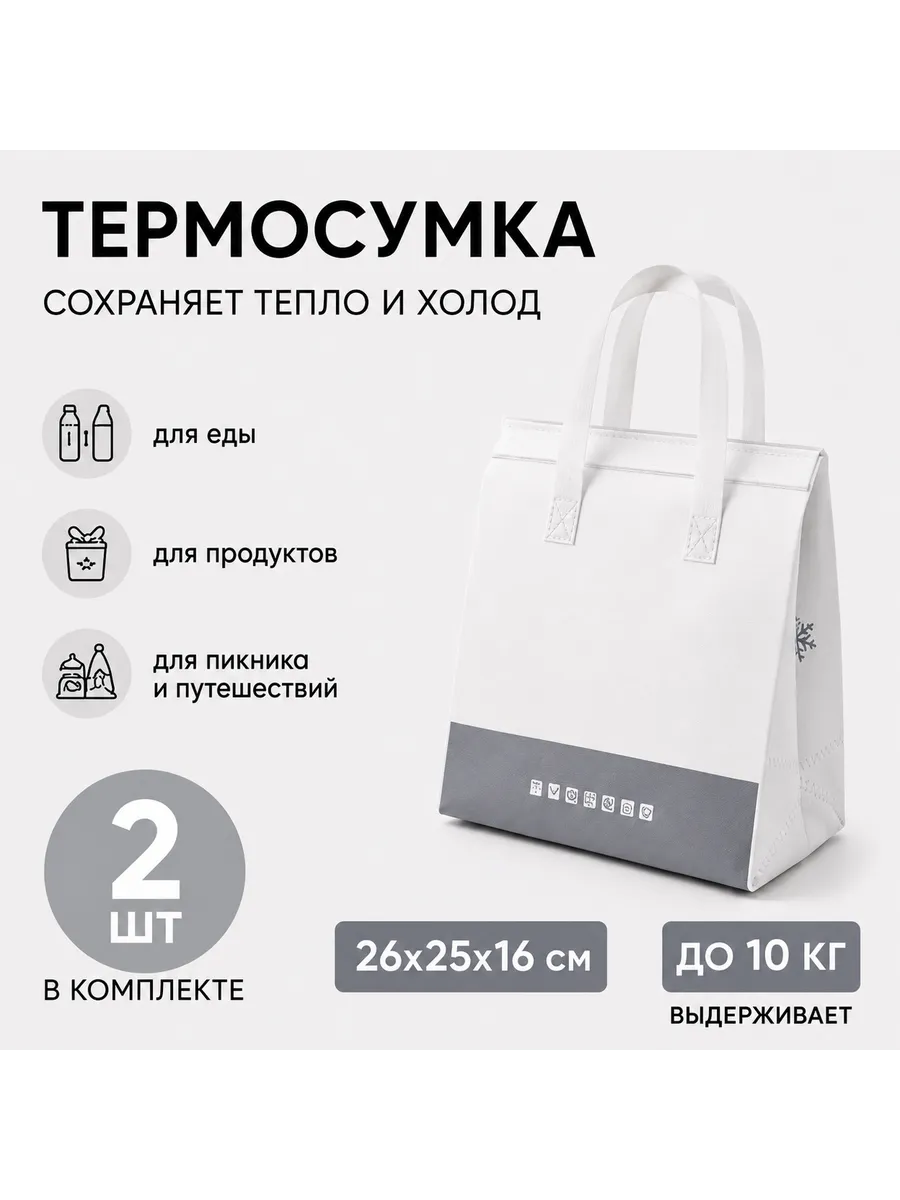 Термопакет для еды термосумка 2 шт из спанбонда