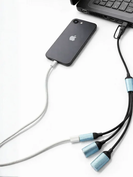 bosmart Usb hub type C, usb разветвитель, голубой, фото 6