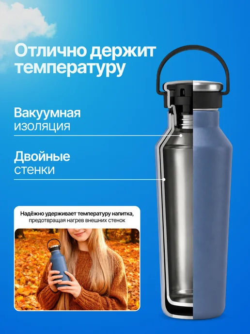 TYESO Термос Vacuum Insulated Bottle 500ml (TS-01-01001-207) Blue, 500 мл, фото 2