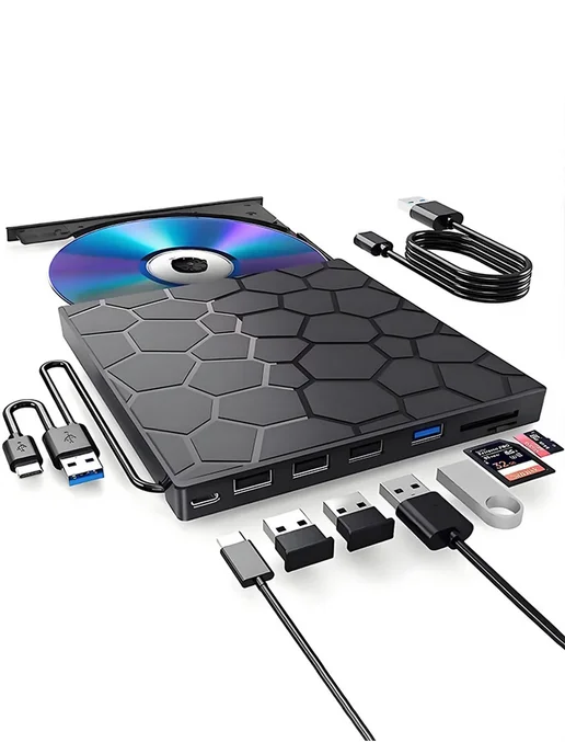Внешний дисковод для ноутбука и 8 в 1компьютера USB 3 0, вариант, фото 6