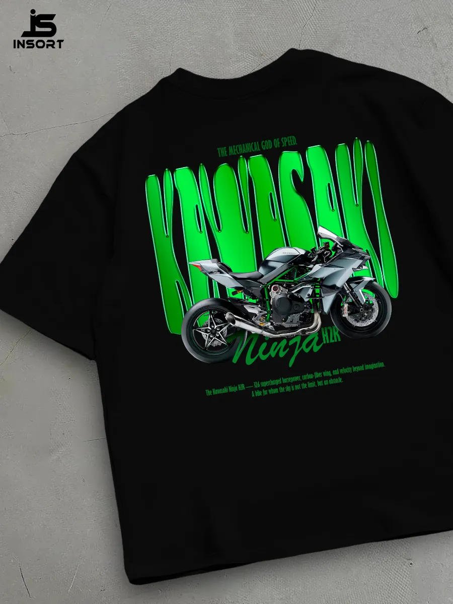Футболка оверсайз с принтом Kawasaki Ninja