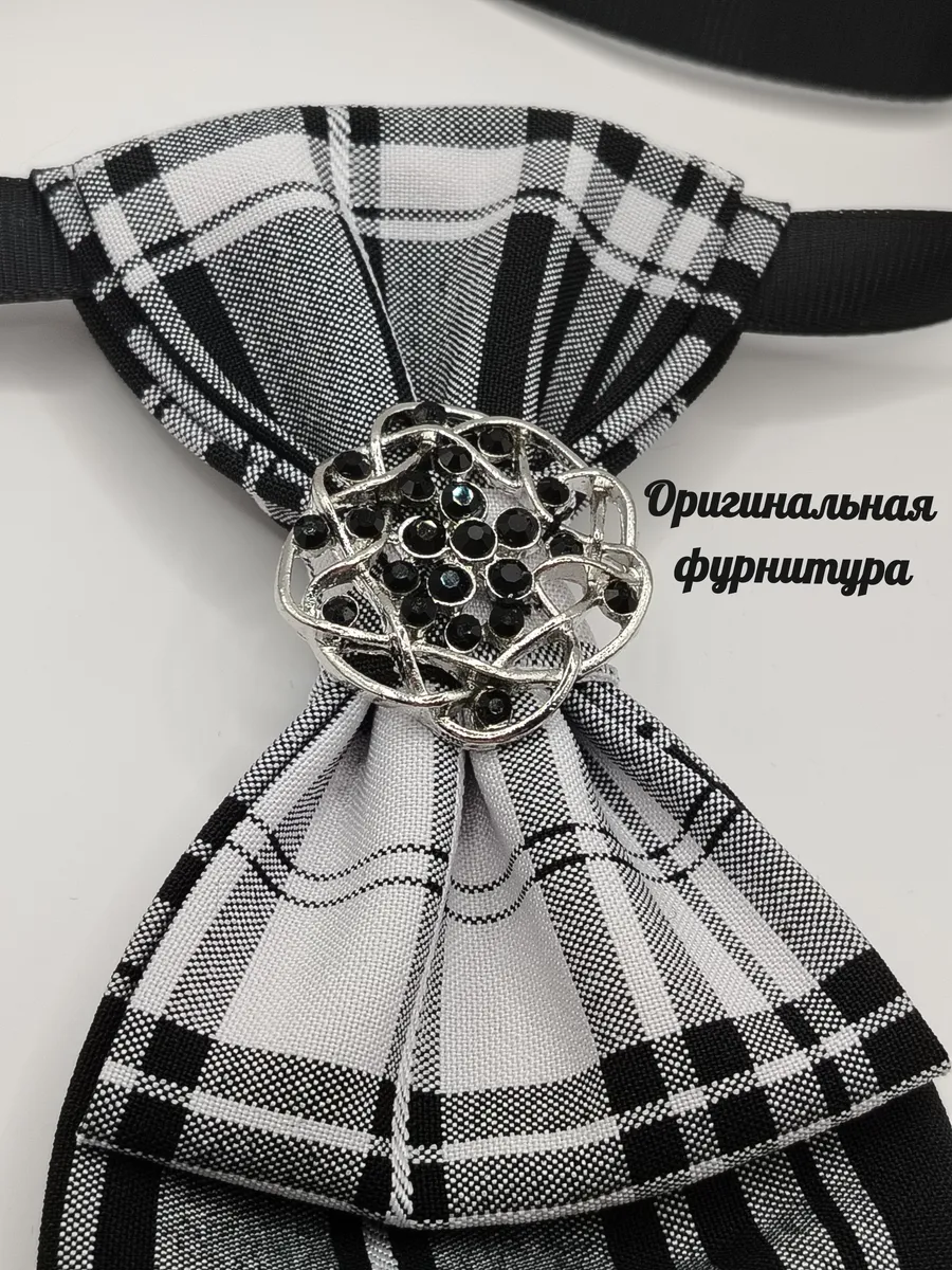 Галстук черный белый в клетку 06-0026ЧБКл